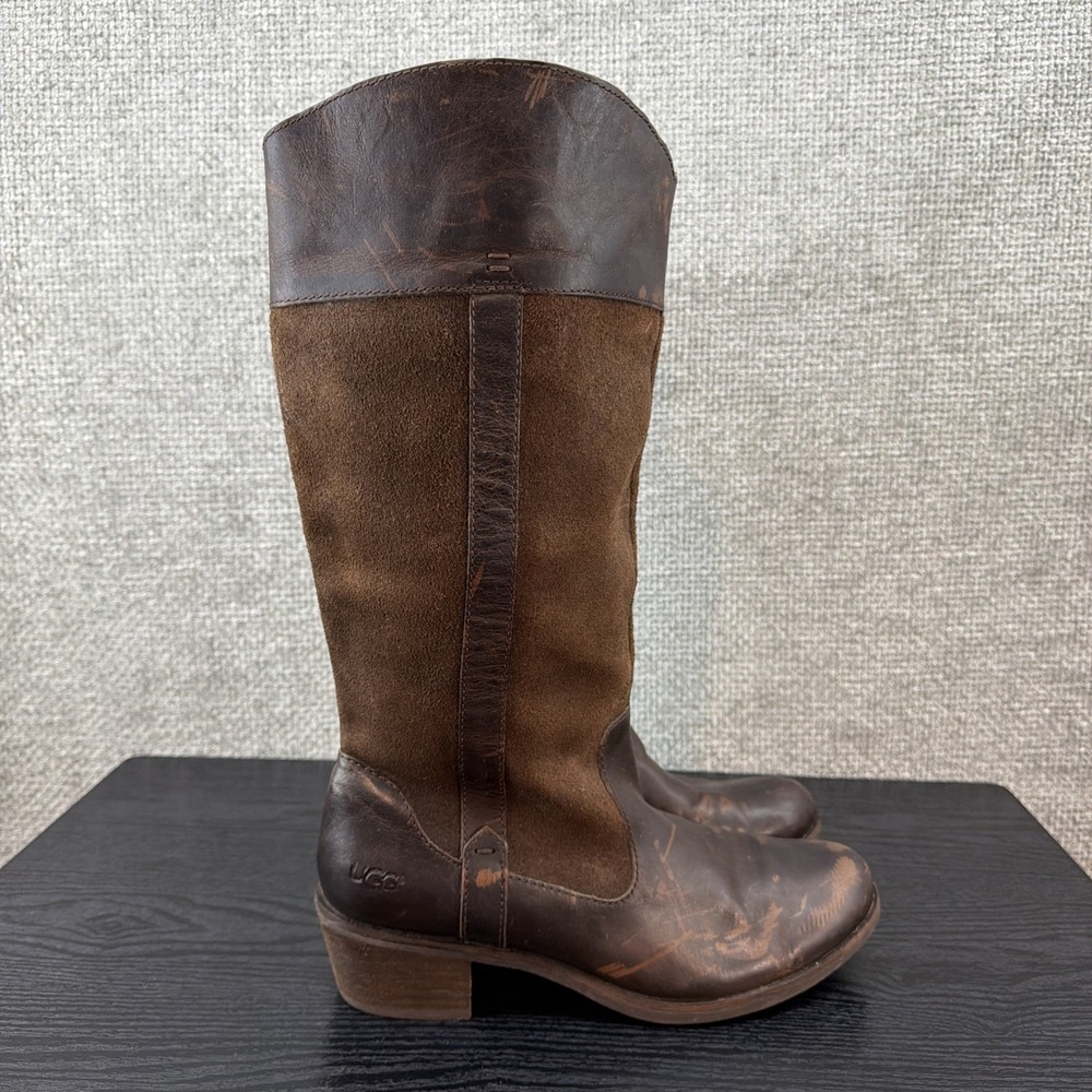 UGG Australia Cassis Lodge Distressed Women's‎ 8 Brown Leather/Suede Tall Boots